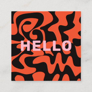 Bold Font Groovy Black Rust Orange Bright Pink Square Business Card