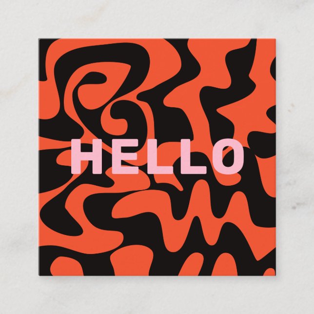 Bold Font Groovy Black Rust Orange Bright Pink Square Business Card (Front)