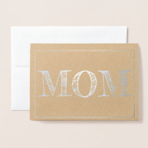 Bold font MOM foiled Mother's Day greeting card