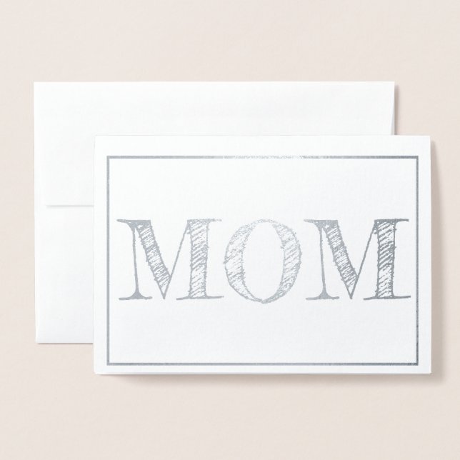 Bold font MOM foiled Mother's Day greeting card (Front With Envelope)
