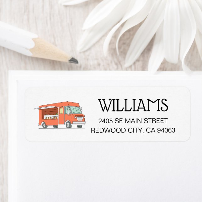 Bold Food Truck Return Address Label (Insitu)