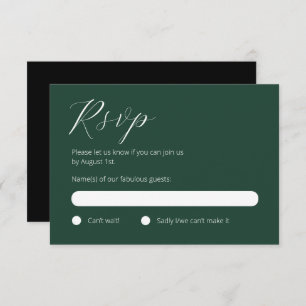 Bold Forest Green and Black  RSVP card