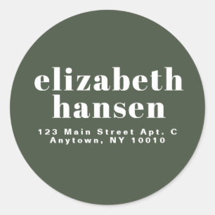 Bold Forest Green Round Return Address Label