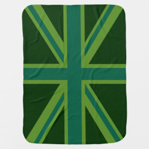 Bold Forest Green Union Jack Baby Blanket