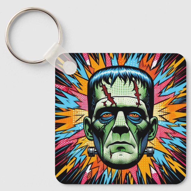 "Bold Frankenstein" Aluminum Keychain (Front)