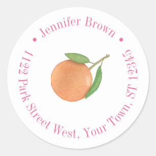 Bold Fuchsia Citrus Orange Return Address Classic Round Sticker