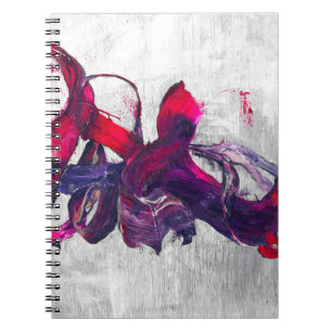 Bold Fuchsia Purple Silver Brush Abstract Notebook