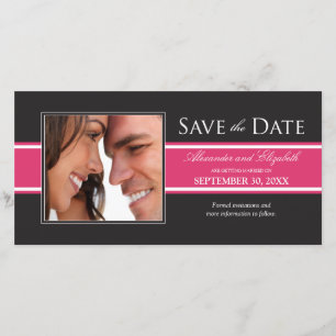 Bold Fuchsia Stripe Save the Date Announcement