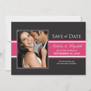 Bold Fuchsia Stripe Save the Date Announcement