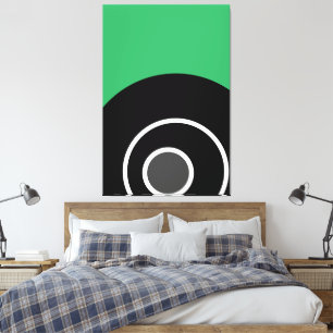 Bold Fun Modern Sea Green Black Concentric Art Canvas Print
