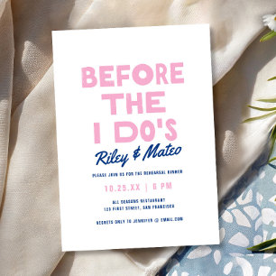 Bold Fun Modern Type Blue Wedding Rehearsal Dinner Invitation