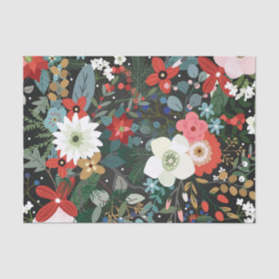 Bold Funky Colourful Floral Dark Modern Vintage Tissue Paper