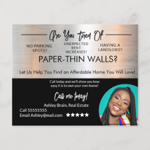 Bold & Funky metal Real Estate Renters Postcards Flyer