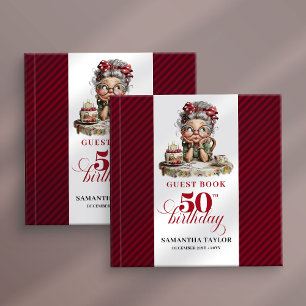 Bold funny 50th lady birthday guest sign in book