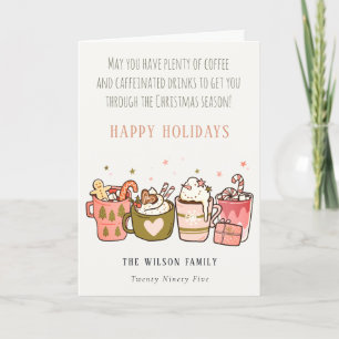 Bold Funny Coffee Caffeinated Drinks Christmas Holiday Card
