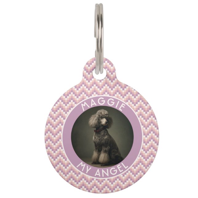 Bold Fur Parent Gift Chevron Checkers Pet Tag (Front)