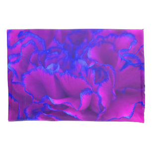 Bold Fuschia Pink and Blue Carnation Flower Pillowcase