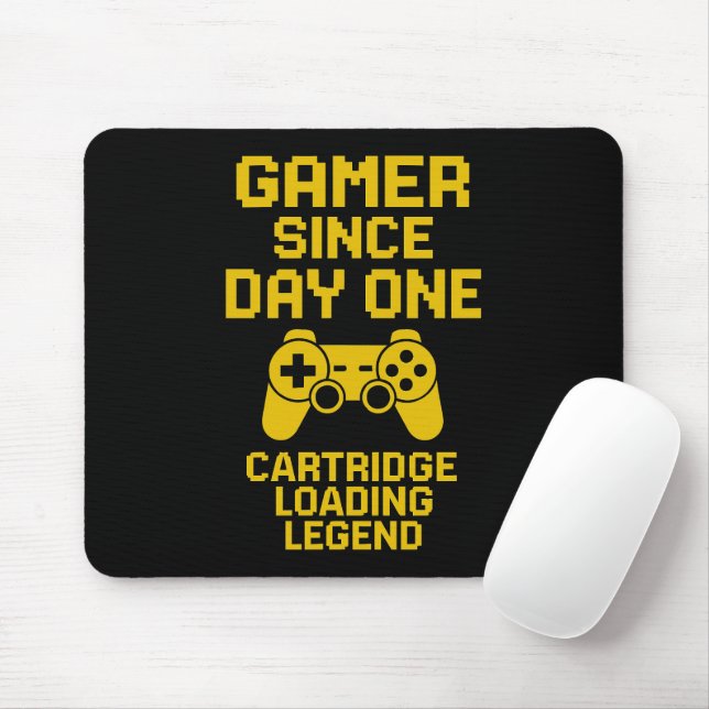Bold Gamer Dad Design – Yellow Controller Art Mouse Mat (With Mouse)