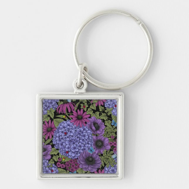 Bold garden florals key ring (Front)