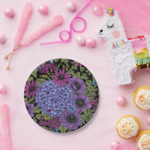Bold garden florals paper plate