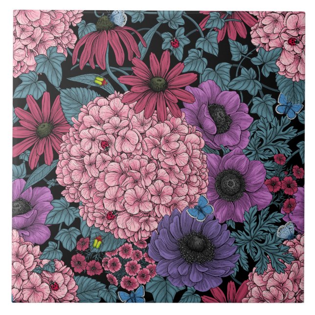 Bold garden florals tile (Front)
