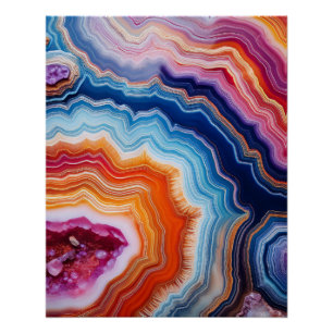 Bold Geode Layers – Colourful Abstract Mineral Art Poster
