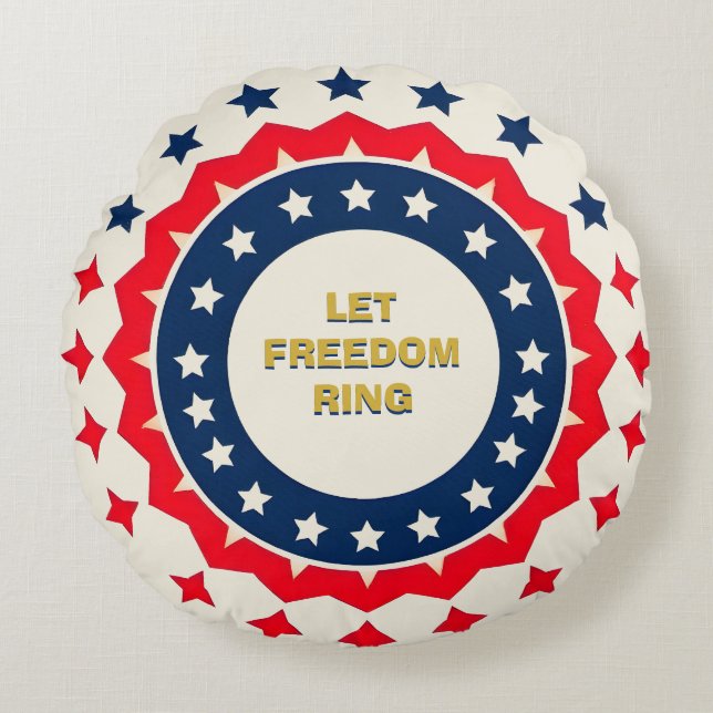 Bold Geometric 4th of July Design Round Cushion (Front)