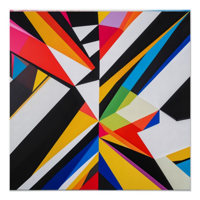 Bold Geometric Abstract Colourful Modern Art Poster (Front)