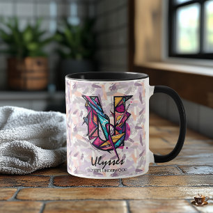 Bold geometric abstract letter U art Mug