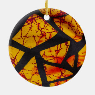 Bold Geometric African Wax Print Fabric - Gold, Re Ceramic Tree Decoration