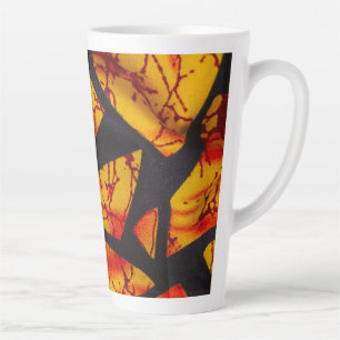 Bold Geometric African Wax Print Fabric - Gold, Re Latte Mug