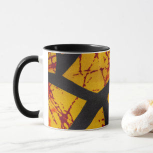 Bold Geometric African Wax Print Fabric - Gold, Re Mug