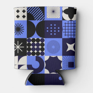 Bold Geometric Bauhaus Retrofuturistic Pattern Can Cooler