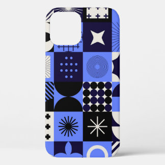 Bold Geometric Bauhaus Retrofuturistic Pattern iPhone 12 Case