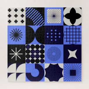 Bold Geometric Bauhaus Retrofuturistic Pattern Jigsaw Puzzle