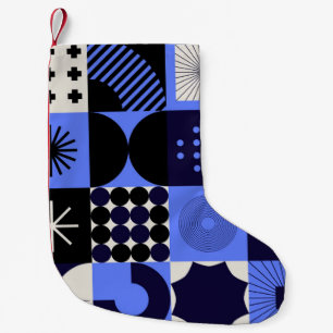 Bold Geometric Bauhaus Retrofuturistic Pattern Small Christmas Stocking