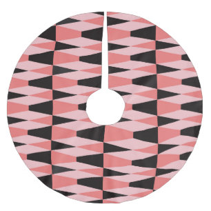 Bold Geometric Black Pink Pattern Brushed Polyester Tree Skirt