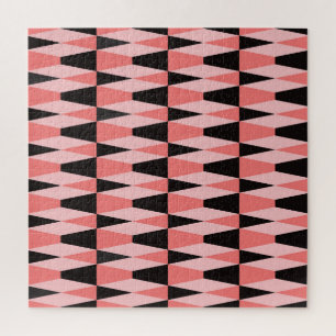 Bold Geometric Black Pink Pattern Jigsaw Puzzle