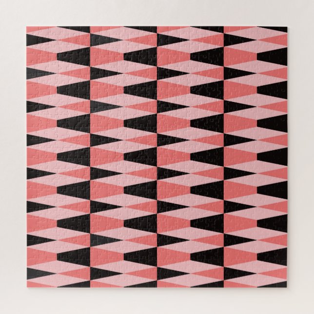 Bold Geometric Black Pink Pattern Jigsaw Puzzle (Vertical)
