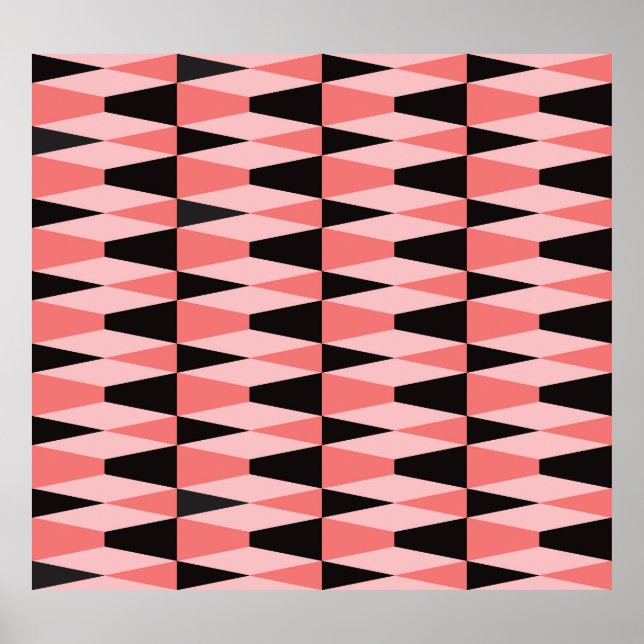 Bold Geometric Black Pink Pattern Poster (Front)