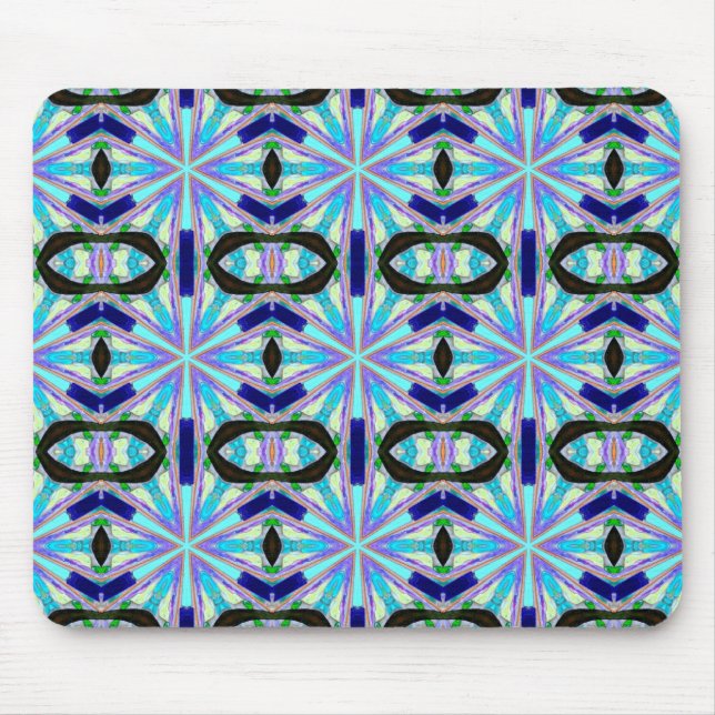 bold geometric blue black design mousepad (Front)