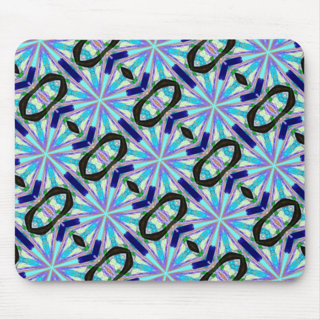 bold geometric blue black design mousepad (Front)