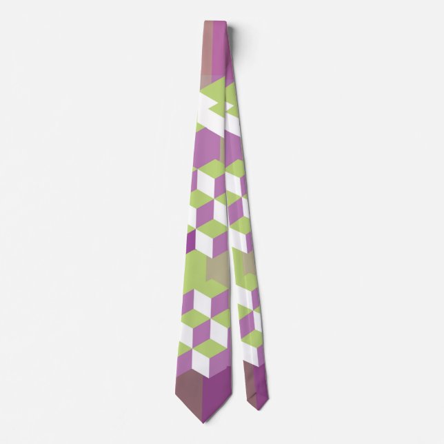 Bold Geometric Cube Design Tie (Front)