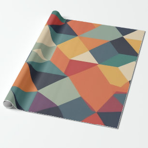 Bold geometric design in a rainbow of colours wrapping paper