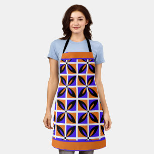 Bold geometric floral design apron