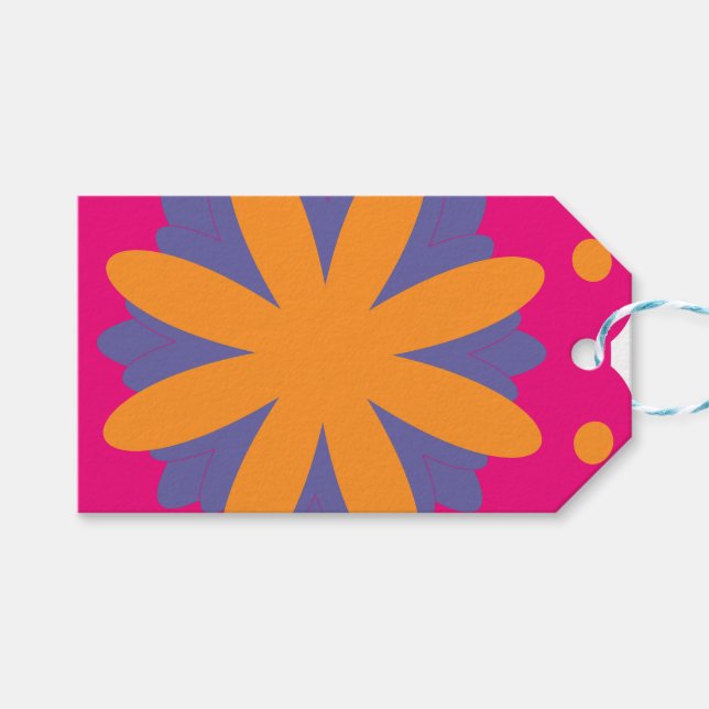 Bold Geometric Flower Design Gift Tags (Front (Horizontal))