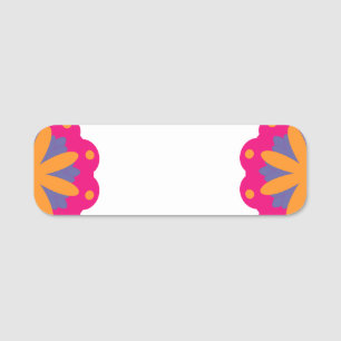 Bold Geometric Flower Design Name Tag