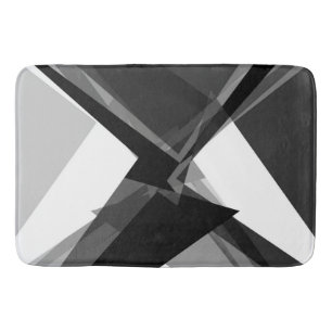 bold geometric monochrome retro abstract art  bath mat