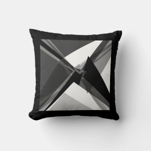 bold geometric monochrome retro abstract art cushion