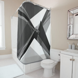 bold geometric monochrome retro abstract art shower curtain
